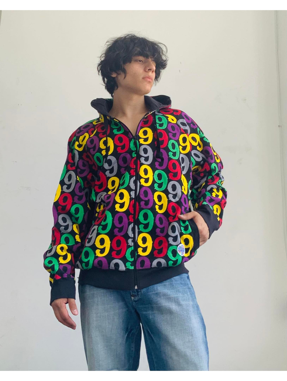 Men's Gino Green Global Black | Multicolor All Over Hoodie